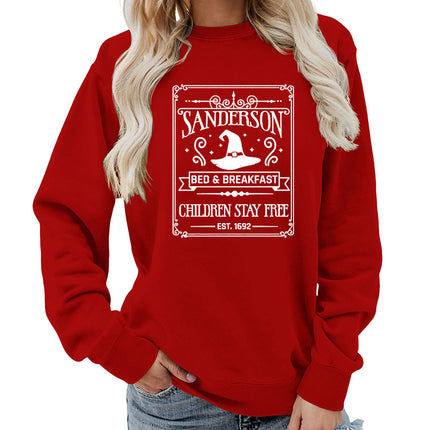 Sanderson Bed Breakfast Printed Round Neck Women's Top Sweatshirt Autumn and Winter Amazon Loose