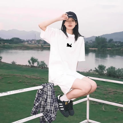 White Short-Sleeve T-Shirt for Women 2026 New Style Pure Cotton Loose Half-Sleeve Ladies' Lazy Style Korean Version Unique and Chic Top