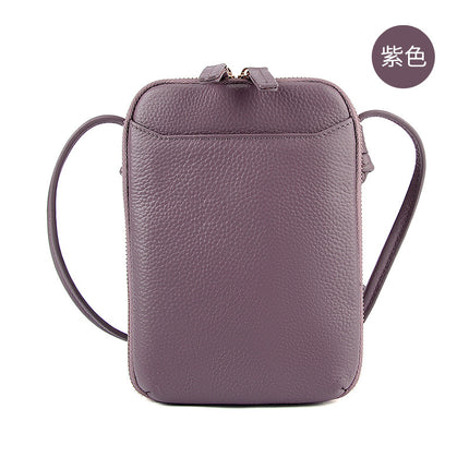 2023 new niche design simple genuine leather women's bag shoulder crossbody small bag mobile phone bag mini foreign trade bag for women