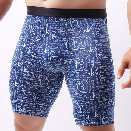 Sports Quick-drying Underwear Men's Summer Ice Silk Thin Breathable Boxers Running Long Anti-wear Leg plus size Boxers