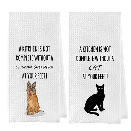 Cross-Border Temu Microfiber 2-Pack Kitchen Towel Waffle Cartoon Dog Shepherd Table Decoration Towel