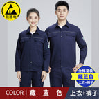 Cotton anti-static summer navy blue suit (top + pants) / 160/s( 42.5-50kg )