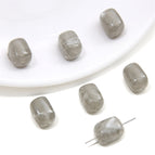 5 p/bag / Rectangular beads 9x 13mm aperture about 1mm gray