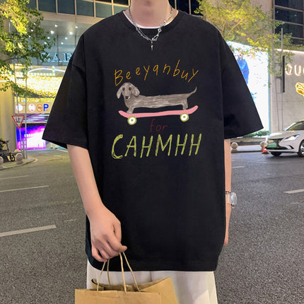 Cross-Border Short-Sleeved T-Shirts for Boys and Girls 2025 New Pet Dog Simple Casual Tops for Couples Hip-Hop Half-Sleeved Handsome