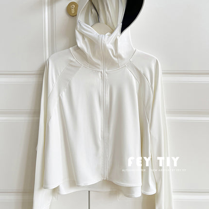 Black Gel Ice Silk Cardigan Summer Women's 2025 New Hooded UV-resistant Sunshade Lightweight Breathable Sunscreen Clothing
