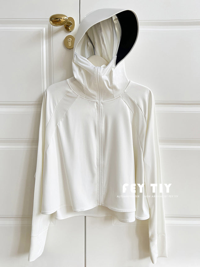Black Gel Ice Silk Cardigan Summer Women's 2025 New Hooded UV-resistant Sunshade Lightweight Breathable Sunscreen Clothing