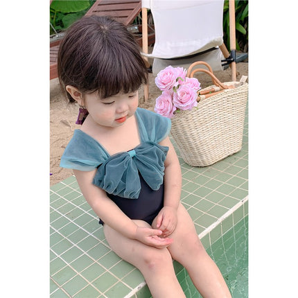 Ins Kidsren's Swimsuit Girls One-Piece Bow 2023 New Korean Cute and Stylish Baby Popular Swimsuit