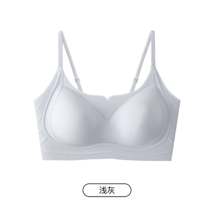 126 Summer Thin Cool Skin Seamless Liquid Foundation Soft Support Underwear White T Impermeable Strap Lifting Jelly Strip Beautiful Back Bra