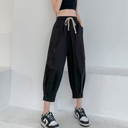 Loose Workwear Harem Pants Women's Spring New Style Leggings Nine-point Pants ins Green Bloomers Wide-leg Casual Pants