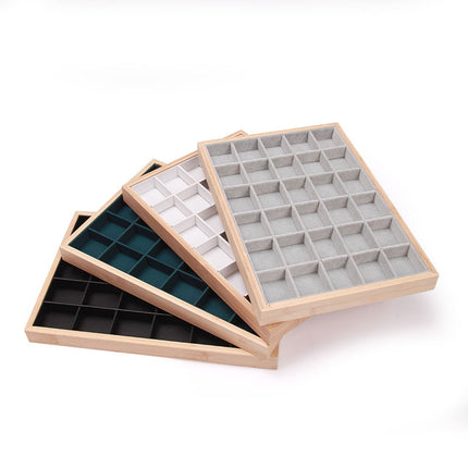 Ice Fleece Leather Solid Wood Bamboo Jewelry Plate Ring Earrings Necklace Pendant Bracelet Ring Jewelry Tray