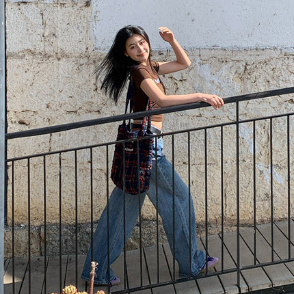 [Dali Diary] 25Ss New American Retro High-Waisted Stud Design Loose Straight-Leg Jeans