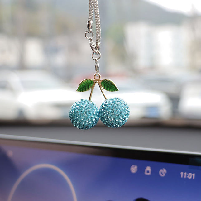 Ai Cheng Cross-Border Cherry Strawberry Car Interior Rhinestone Pendant Car Decoration Supplies Car Supplies Pendant