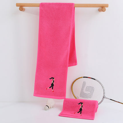 Cotton towel lengthened 1.1 meters sports gym running towel yoga towel sweat towel LOGO embroidered word