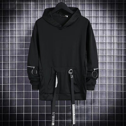 Functional Style Sweater Men's Hooded Jacket National Fashion Autumn ins Hong Kong Style Loose All-match Personalized Street Hip-hop Trend