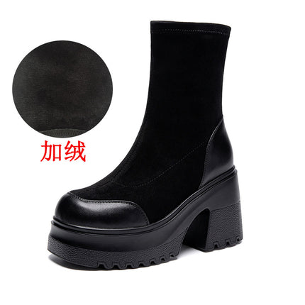 10cm High Elastic Boots for Women, 2026 Autumn New Thick-Soled Sock Boots, Long Boots, Versatile, Height-Enhancing, Slimming Boots
