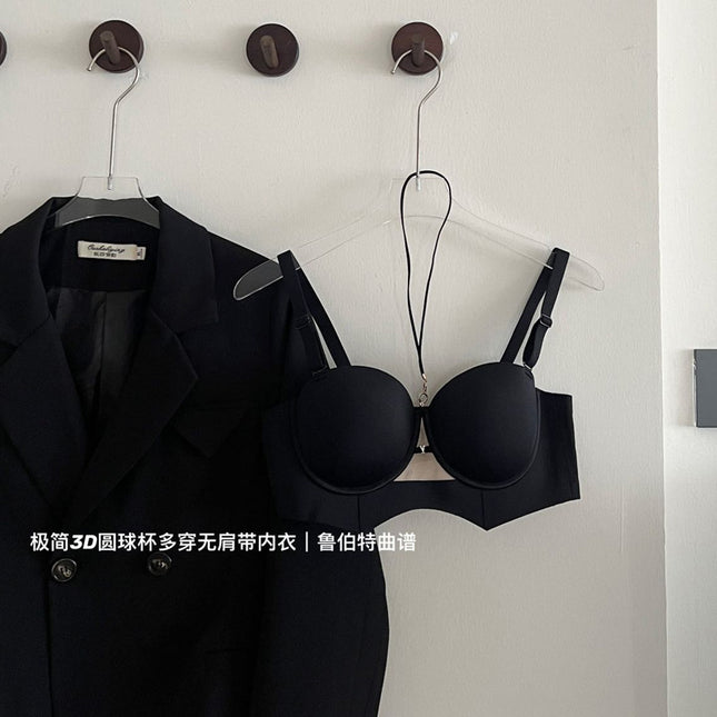 Cross-border neck lingerie women's 2024 new explosion small chest gathered to show the big autumn and winter seamless breast sexy bra