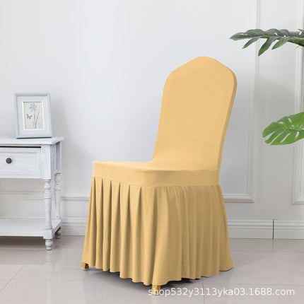 Chair Cover Thickened Stretch Pleated Skirt Dining Chair Cover Hotel Wedding Banquet Event Stool Cover Hotel Cloth
