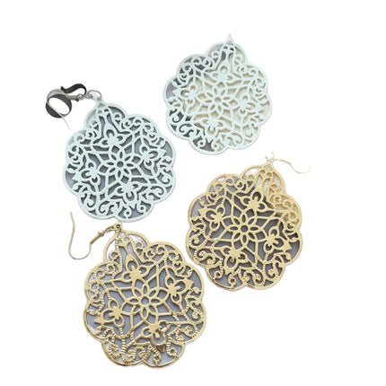 A Pair of Retro Geometric Hollow-Out Boho Earrings for Women Daily Wear