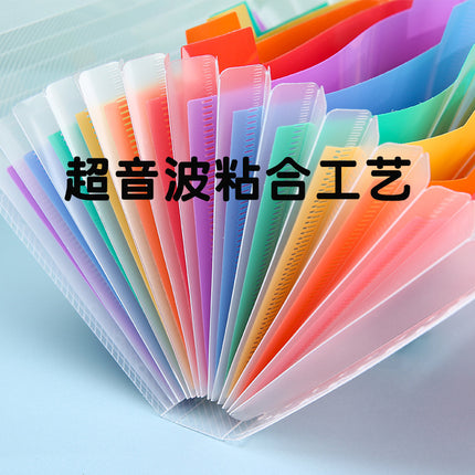 a6 multi-layer organ folder data file ticket holder 13-grid rainbow inside Page mini organ bag PP storage folder