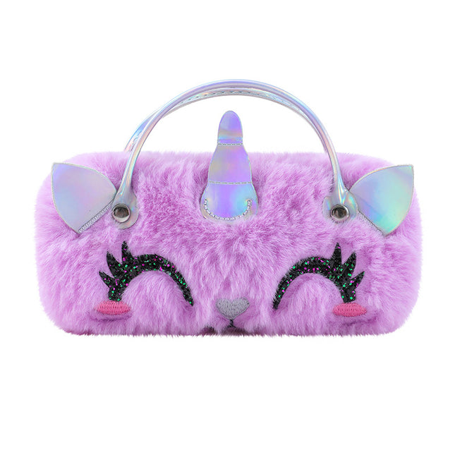 Spot Unicorn Cartoon Portable Anti-Stress Glasses Case Plush Folding Pen Bag Bag Children's Handbag Coin Purse
