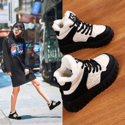 High-Top Dad Shoes for Women, 2026 Winter New Model, Sports Shoes for Students, with Added Fleece and Thickened Cotton Shoes, Kt2512-2