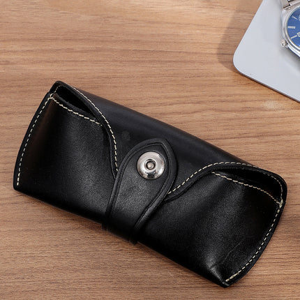 Retro Myopia Glasses Bag Universal Vegetable Tanned Leather Creative Portable Glasses Case Genuine Leather Simple Sunglasses Storage Box