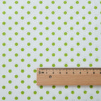Fabric width 1.6m x 1.0m price / Oil green dots on white background