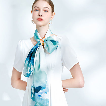 Suzhou and Hangzhou long silk scarf high-grade mulberry silk scarf pure silk women's vintage scarf crepe satin shawl