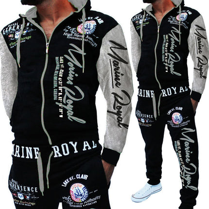 Foreign trade cross-border men's fashion two-piece hooded sweatshirt and pants hooded sportswear a large number of in stock