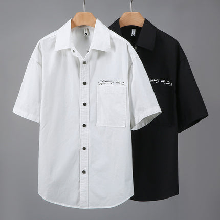 82513 Large Size Men's Loose Short-Sleeved Summer Pure Cotton Fat Boy Work Shirt Men's Casual Outer Wear One Piece Drop Shipping