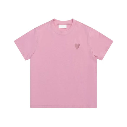 Cross-Border Am* Short-Sleeved Pure Cotton Embroidered Round Neck T-Shirt Summer Casual Loose Couple Wear Star Same Style Drop Shipping