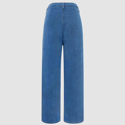 Amazon Casual Jeans for Women, Cross-Border High-Waisted Slimming Wide-Leg Pants, Loose Floor-Length Pants, Denim Trousers, Versatile
