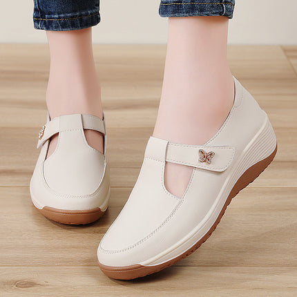 Mom's Shoes 2025 Spring New Thick-Soled Wedge Sandals Women's Flats Casual Shoes Heightening Breathable Women's Shoes