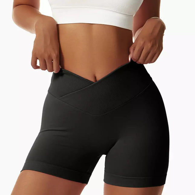 European and American Outdoor Yoga Shorts Elastic High Waist Running Fitness Tight Peach Hip Seamless Sports Shorts for Women