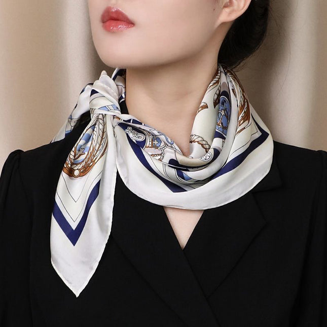 Nice-Looking Small Silk Scarf Korean Ins Style Versatile Fashionable Spring & Fall Decorative Square Scarf Tied Hair Tied Bag Thin Scarf
