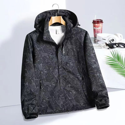 Outdoor Single-Layer Jacket Men's Windproof Water-Splashing Women's Camouflage Breathable Jacket Sports Running Mountaineering Suit Trendy Trenchcoat