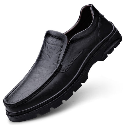 Plus size business casual leather shoes autumn new men's shoes grip pattern slip-on soft sole shoes cross-border Amazon men's shoes