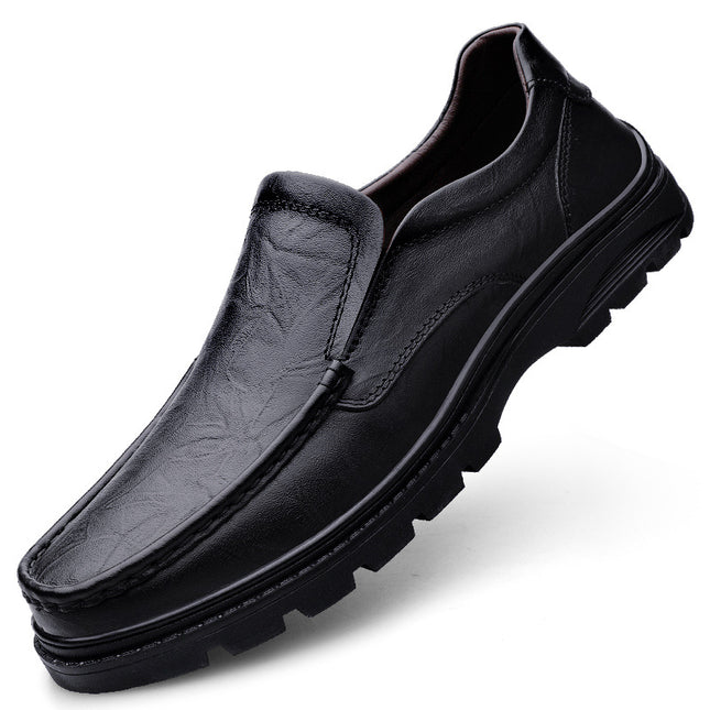 Plus size business casual leather shoes autumn new men's shoes grip pattern slip-on soft sole shoes cross-border Amazon men's shoes