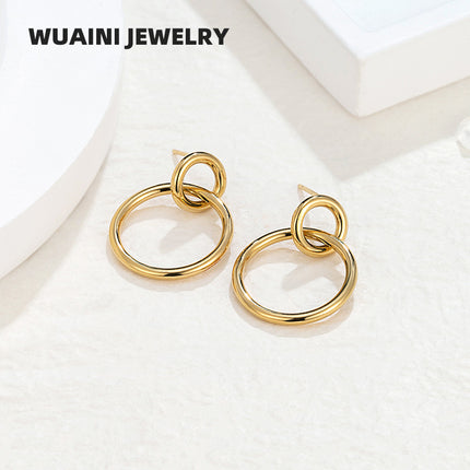 Minimalist Metal Hoop Earrings with a Magazine Style, Trendy and Cool Titanium Steel Stud Earrings for Women