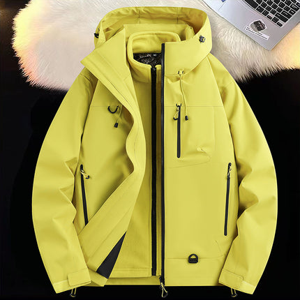 Soft Shell Jacket for Men and Women, New Three-In-One Detachable Single-Impact Hooded Jacket, Outdoor Windproof and Waterproof Mountaineering Jacket