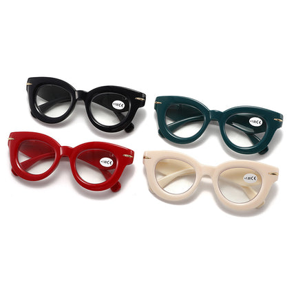European and American New Style Thick Frame Personalized Reading Glasses, Fashionable Cat-Eye Glasses, Anti-Blue Light Reading Glasses, Unisex
