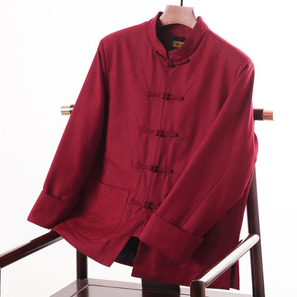 Middle-aged and old Tang suit men's cotton-padded coat for father thickened winter coat for grandfather and old man's birthday Chinese-style cotton-padded jacket