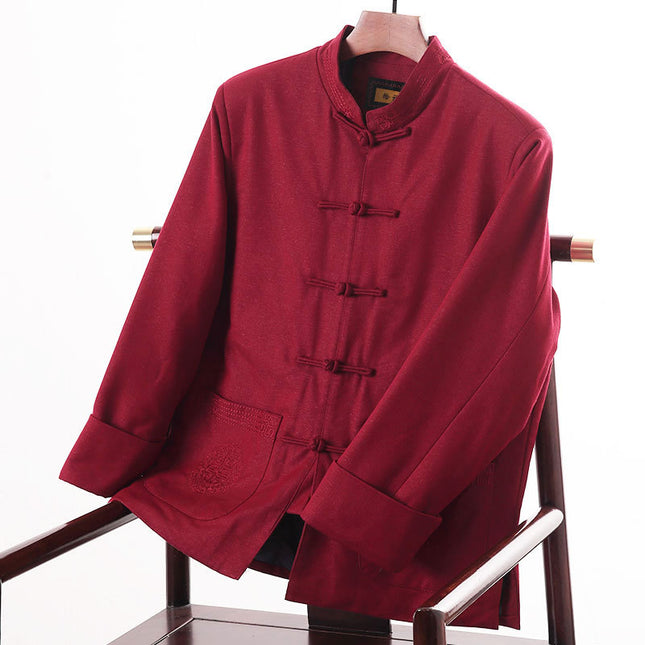 Middle-aged and old Tang suit men's cotton-padded coat for father thickened winter coat for grandfather and old man's birthday Chinese-style cotton-padded jacket