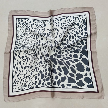 Korean Cashew Silk Scarf Women's Square Scarf Leopard Print Silk Scarf Imitation Silk Scarf Elegant Fashion Four Seasons Cross-Border Printed Scarf