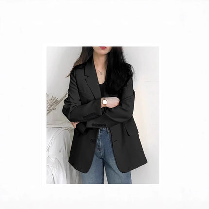 Commuting Style Blazer for Women 2025 Korean Version Spring and Autumn Loose Long-Sleeved Suit Jacket Versatile Korean Style Commuting
