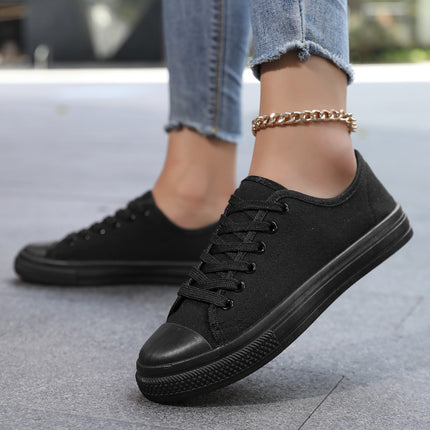 2025 Spring and Autumn New Black Canvas Shoes for Women, Casual Couple Sneakers for Men and Women, Korean Style Versatile Breathable White Shoes