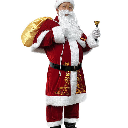 European and American Cross-Border Christmas Clothing Long-Sleeved Women's Christmas Dress Thickeneded Santa Claus with Shawl Christmas Queen Costume