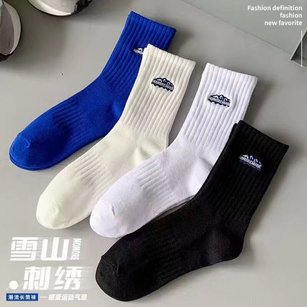 Men's Thick Cotton Socks for Autumn and Winter, Trendy Sports Mid-Calf Socks, Snow Mountain Socks, Cold-Resistant
