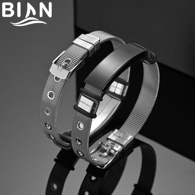 Titanium Steel Mesh Strap Couple Adjusting Bracelet Distinctive diy Mirror Curved Brand Bracelet Lover's Birthday Holiday Gift
