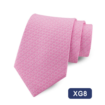 Source Tie Men's Polyester Yarn-dyed Jacquard Fabric Fine Plaid Business Casual Wine Red Wedding Tie